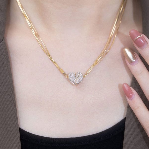 Magnetic Heart Necklace (24k Gold Plated)