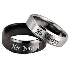 His Always | Her Forever Pure Titanium Stainless Rings with inside names