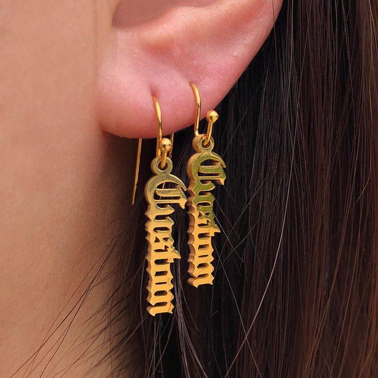 Personalized Drop Name Earrings