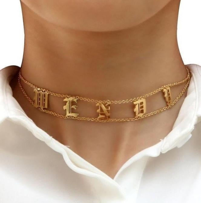 Personalized Double Chain Choker Necklace