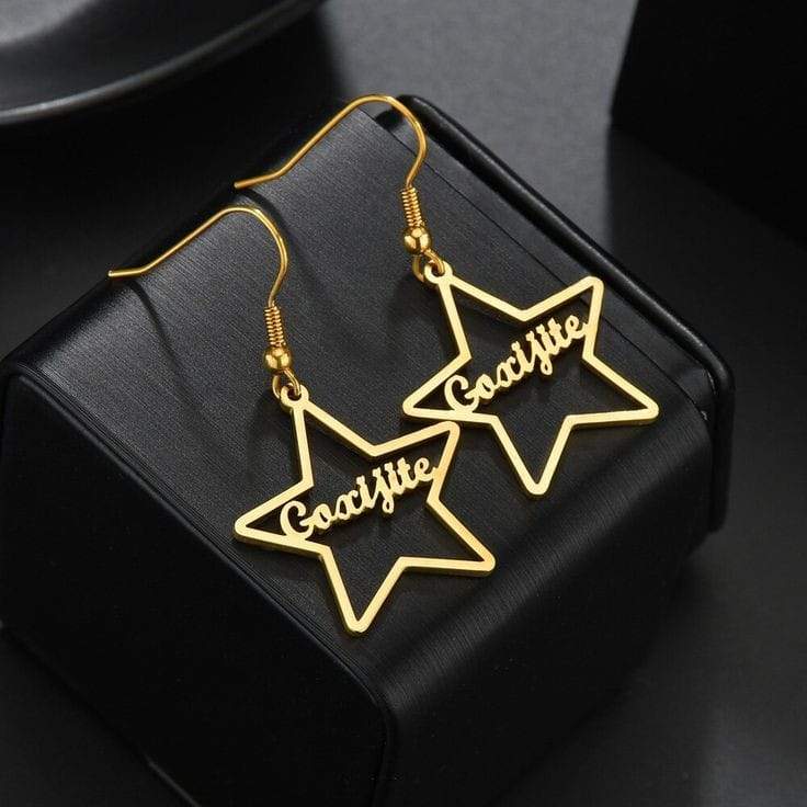 Star Design Name Earrings