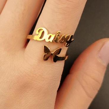 Butterfly Delicated Name Rings - Customize Rings