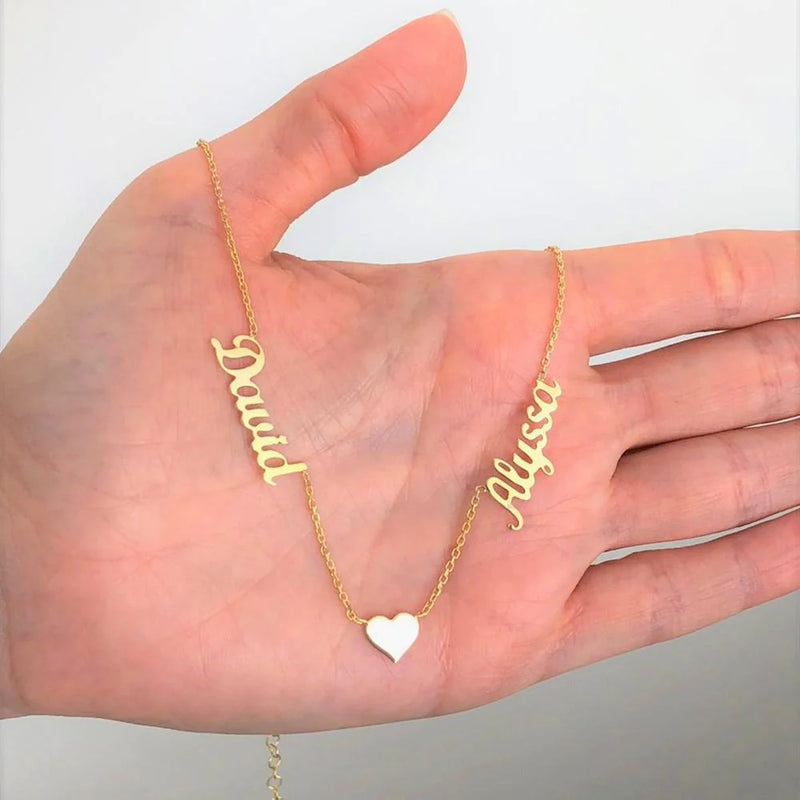 Personalized Heart Couple Name Necklace