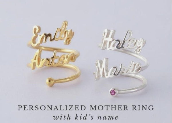 Mother and Kid Name Rings - Customize Rings