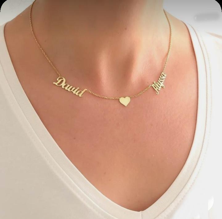 Personalized Heart Couple Name Necklace