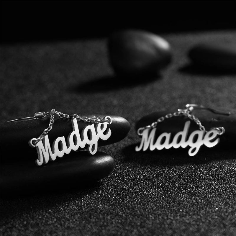 Personalized Triangle Shape Name Earrings