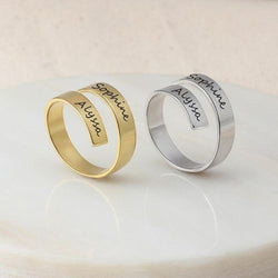 Couple Name Curled Rings - Customize Rings