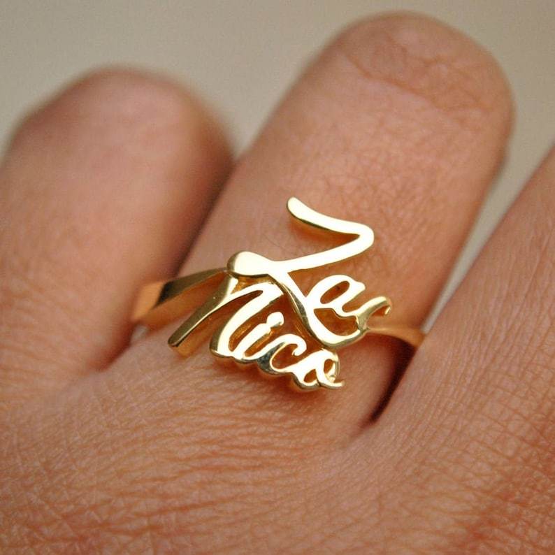 Zigzag Couple Name Rings - Customize Rings