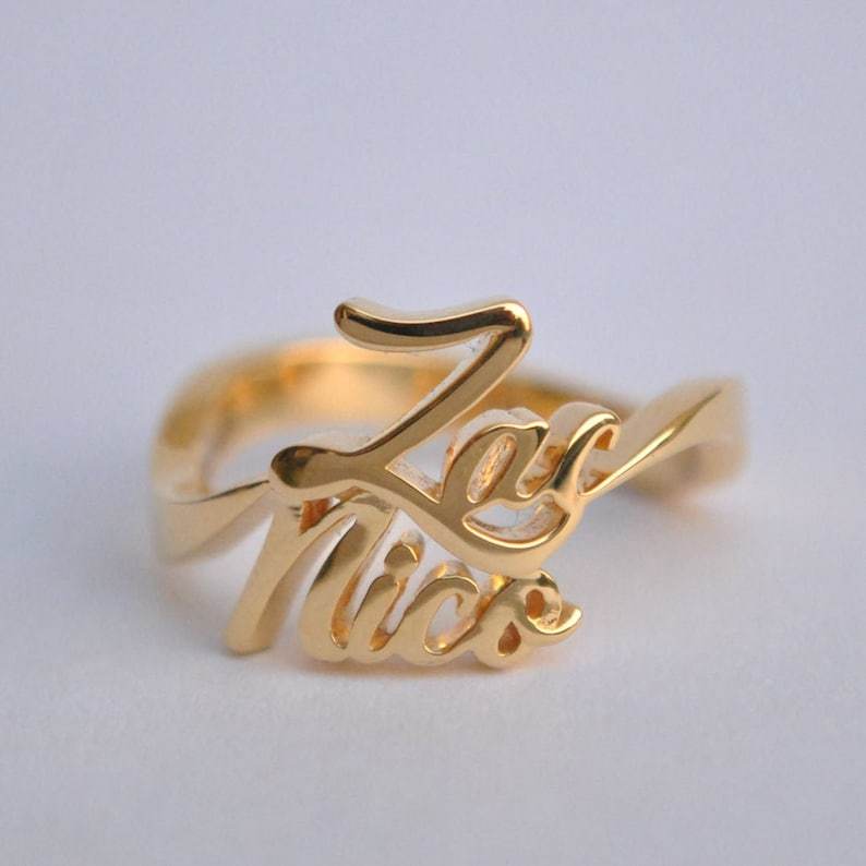 Zigzag Couple Name Rings - Customize Rings