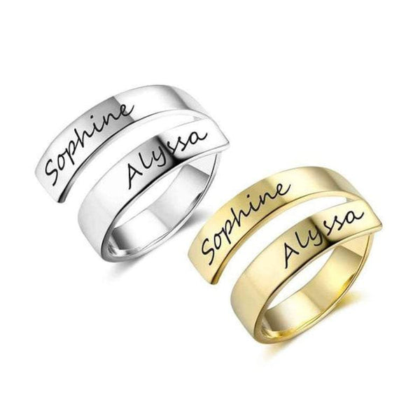 Couple Name Curled Rings - Customize Rings