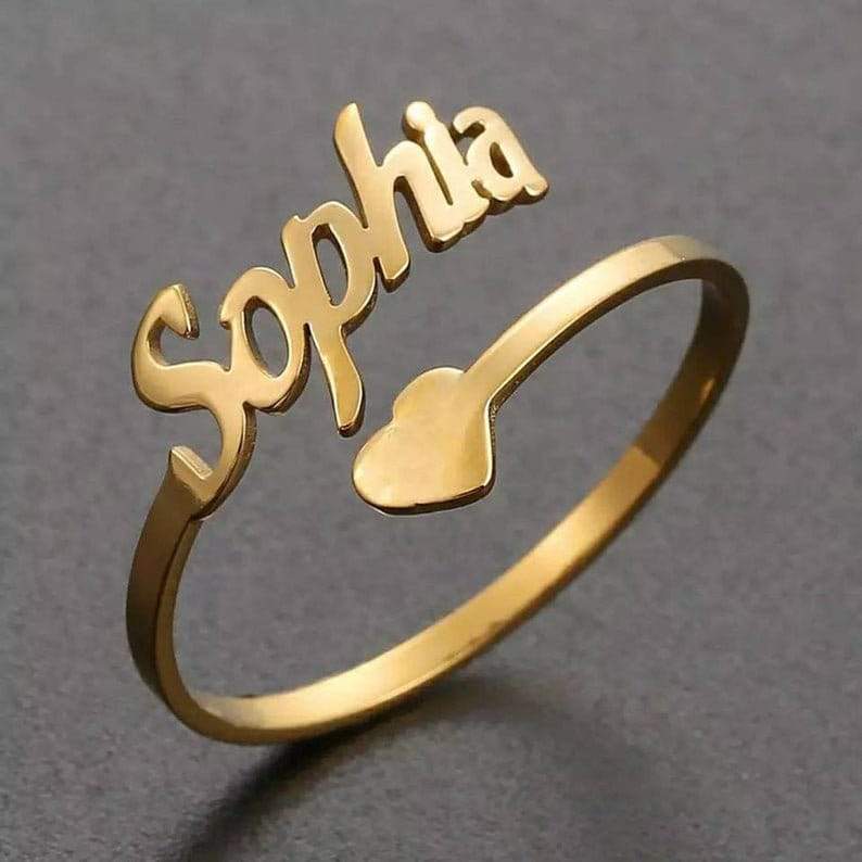 Heart Curled Name Rings - Customize Rings