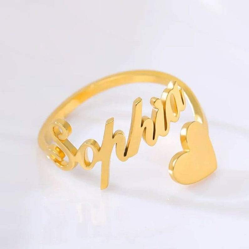 Heart Curled Name Rings - Customize Rings