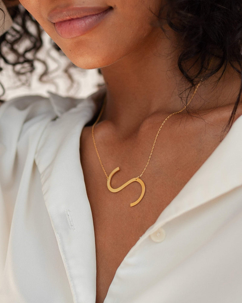 Large Sideways Initial Necklace