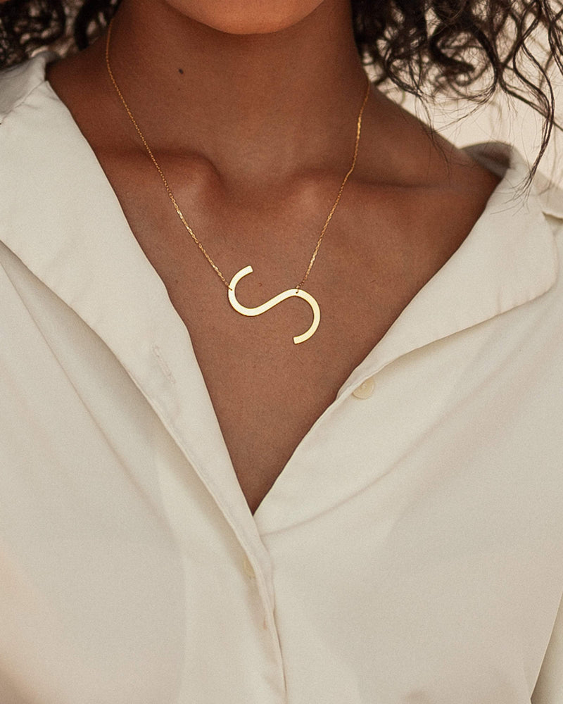 Large Sideways Initial Necklace