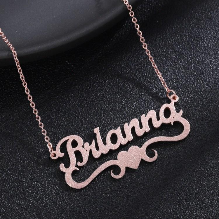 Frosted Heart Name Necklace