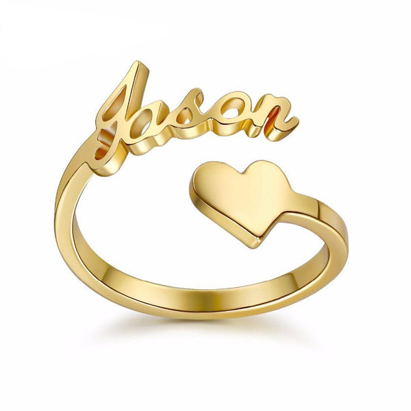 Heart Curled Name Rings - Customize Rings