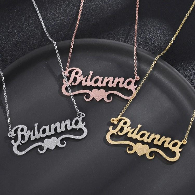 Frosted Heart Name Necklace