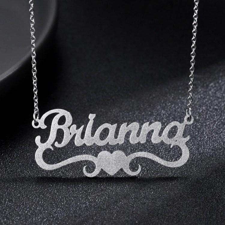 Frosted Heart Name Necklace